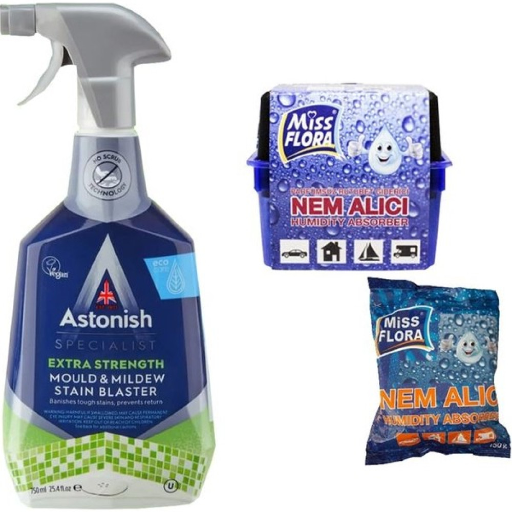 Astonish Küf Temizleyici 750 ml + Miss Flora Nem Alıcı 450 G  + Nem Alıcı Yedek 450 G - 1 Nalburiye & Hırdavat Fiyatı