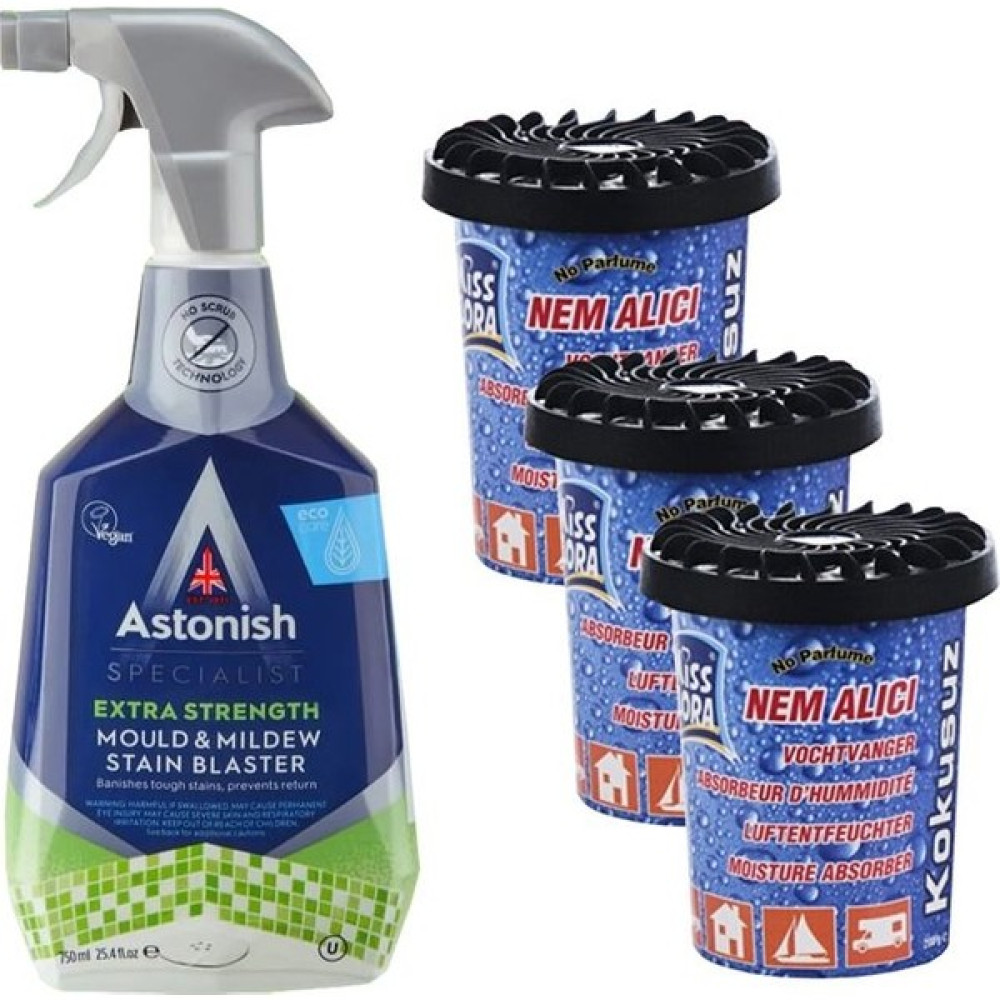 Astonish Küf Temizleyici 750 ml +Miss Flora Nem Alıcı - Küf - Rutubet Önleyici 200 G 3 Adet Nalburiye & Hırdavat Fiyatı