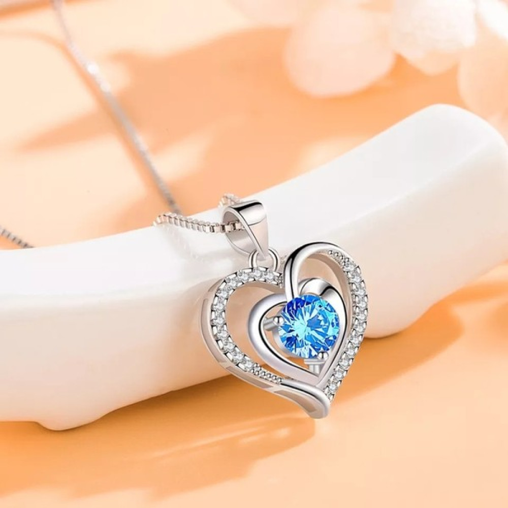 Astoria Silver 925 Ayar Gümüş Kadın Kalp Kolye - Mavi Gümüş Kolye Fiyatı