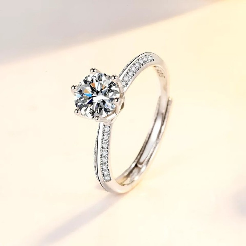 Astoria Silver 925 Ayar Gümüş Parmağa Göre Ayarlanabilir Tek Taş Kadın Yüzük - Gümüş - Mavi - Standart Gümüş Yüzük Fiyatı