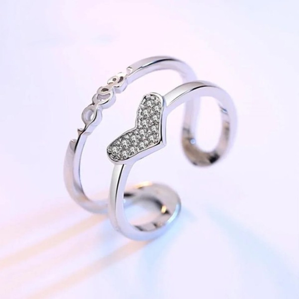 Astoria Silver Sevgiliye Hediye Gümüş Parmağa Göre Ayarlanabilir Retro Taşlı Kalp Yüzük - Standart Gümüş Yüzük Fiyatı