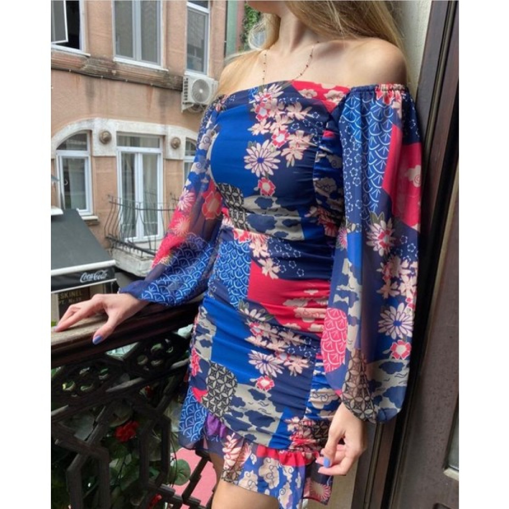 Astrea Butik Desenli Şifon Mini Elbise Hamile Giyim Fiyatı