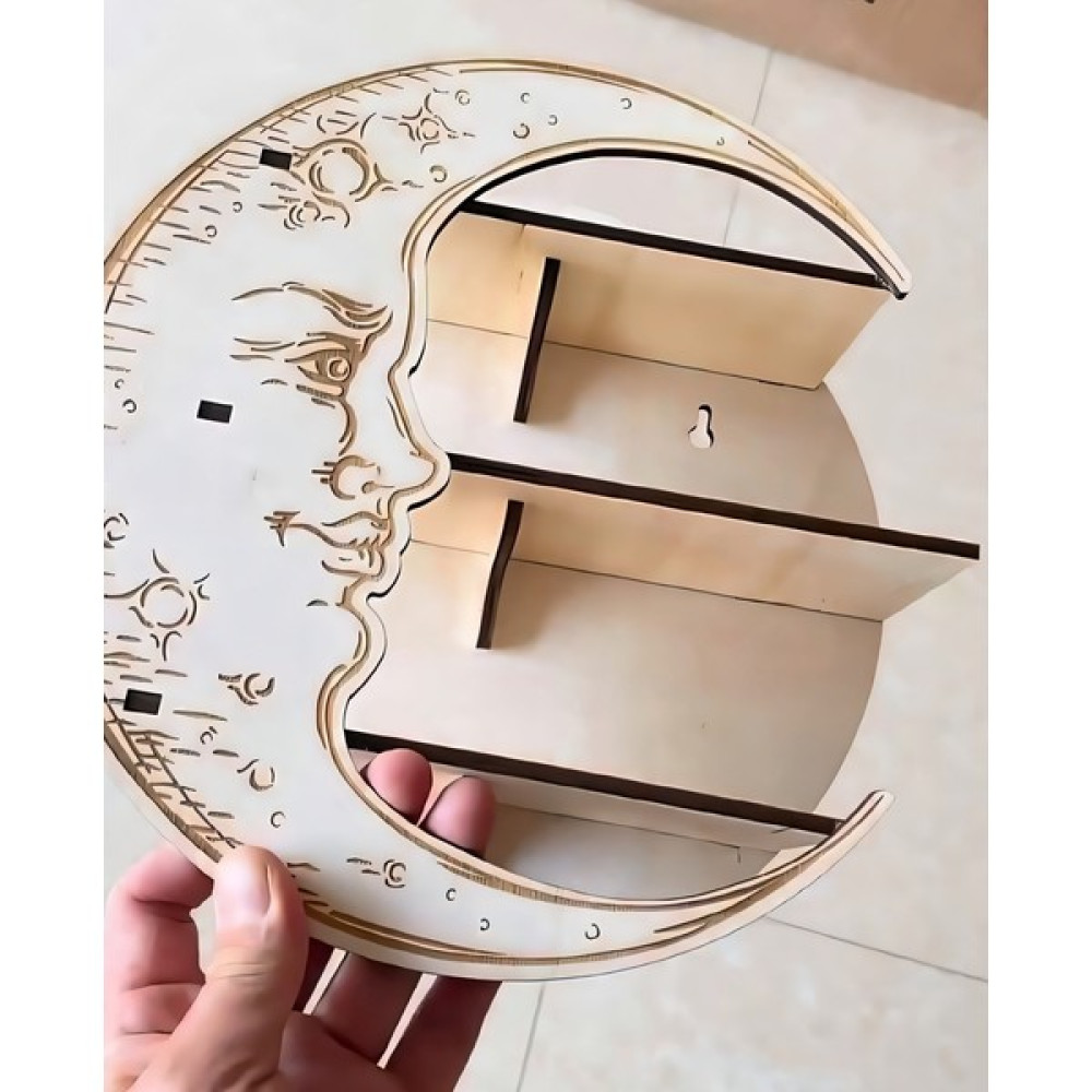 Astrolozi Shop Dekoratif Ahşap Ay Duvar Rafı Kitaplık - Duvar Rafı & CD / DVD Rafı Fiyatı