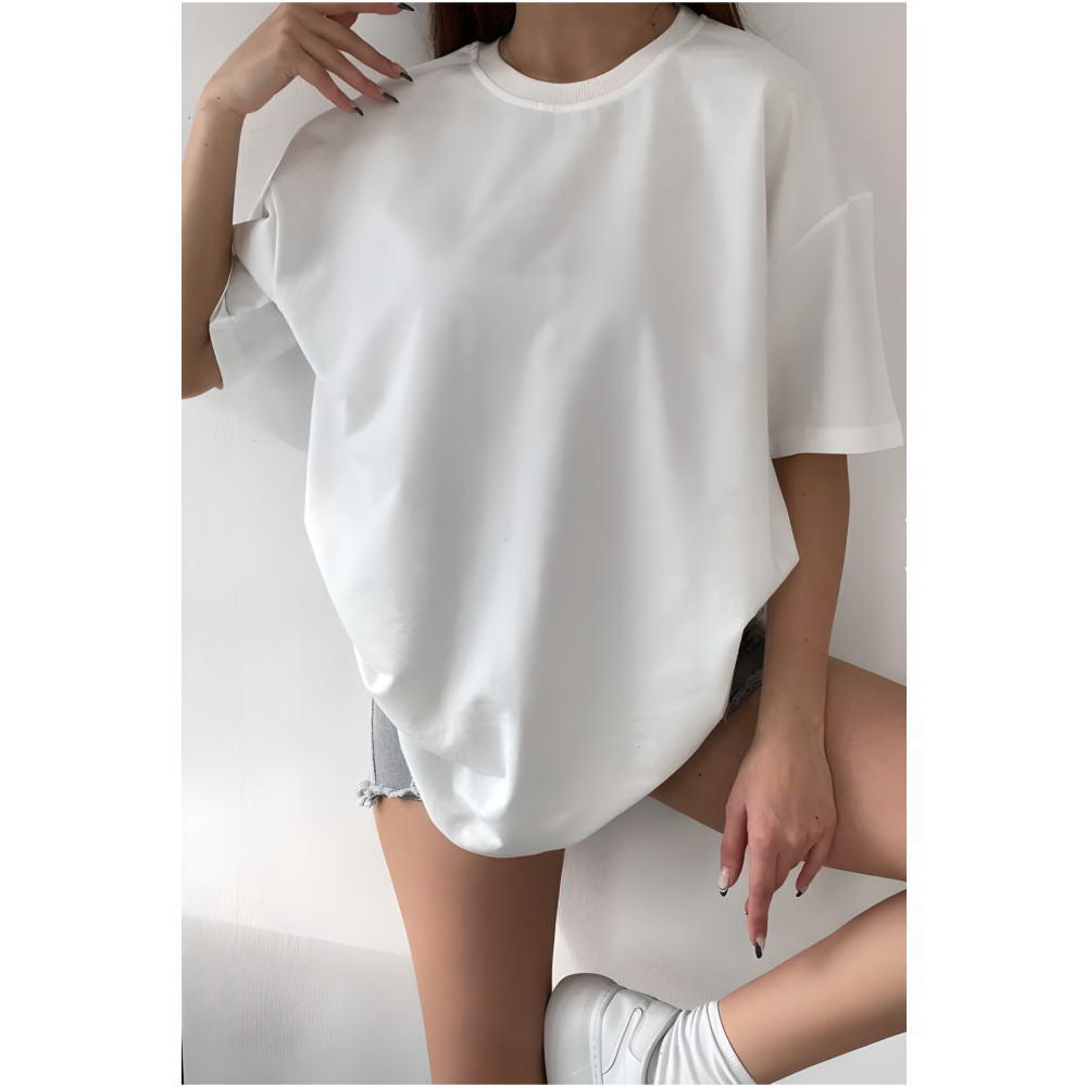 astrophe Beyaz Bisiklet Yaka Oversize Tshirt L Beden Bayan T-shirt Fiyatı