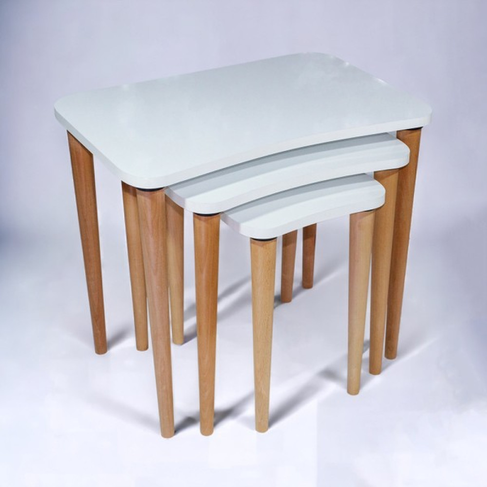 Asudehome Ev Gereçleri Zigon Sehpa, 3 Lü Zigon Sehpa, Mdf Zigon Sehpa, Beyaz Oval2 Zigon Sehpa Fiyatı