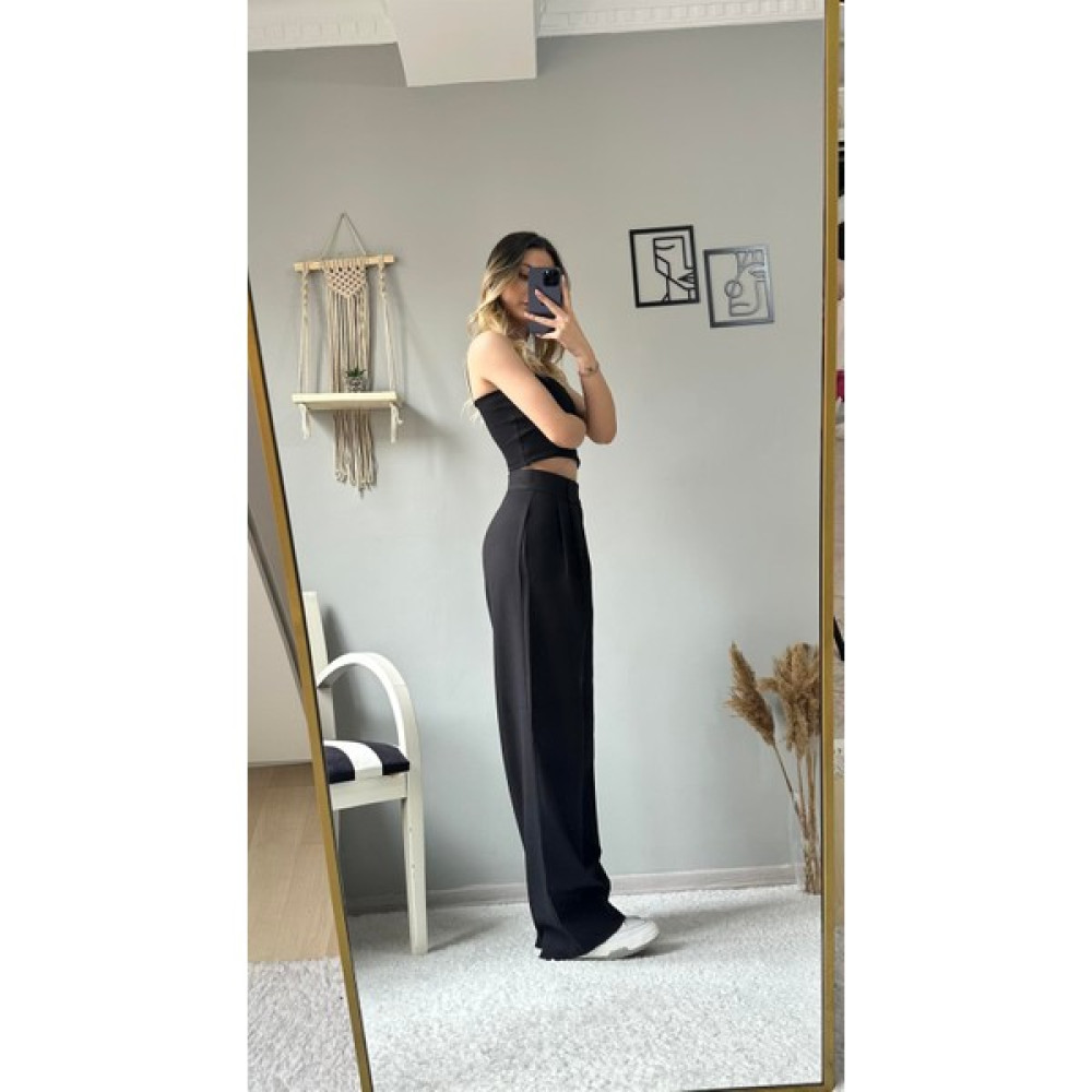 Asur Boutique Asur Butik Kadın Yüksek Bel Cırt Cırtlı Palazo Pantolon Kadın Pantolon Fiyatı