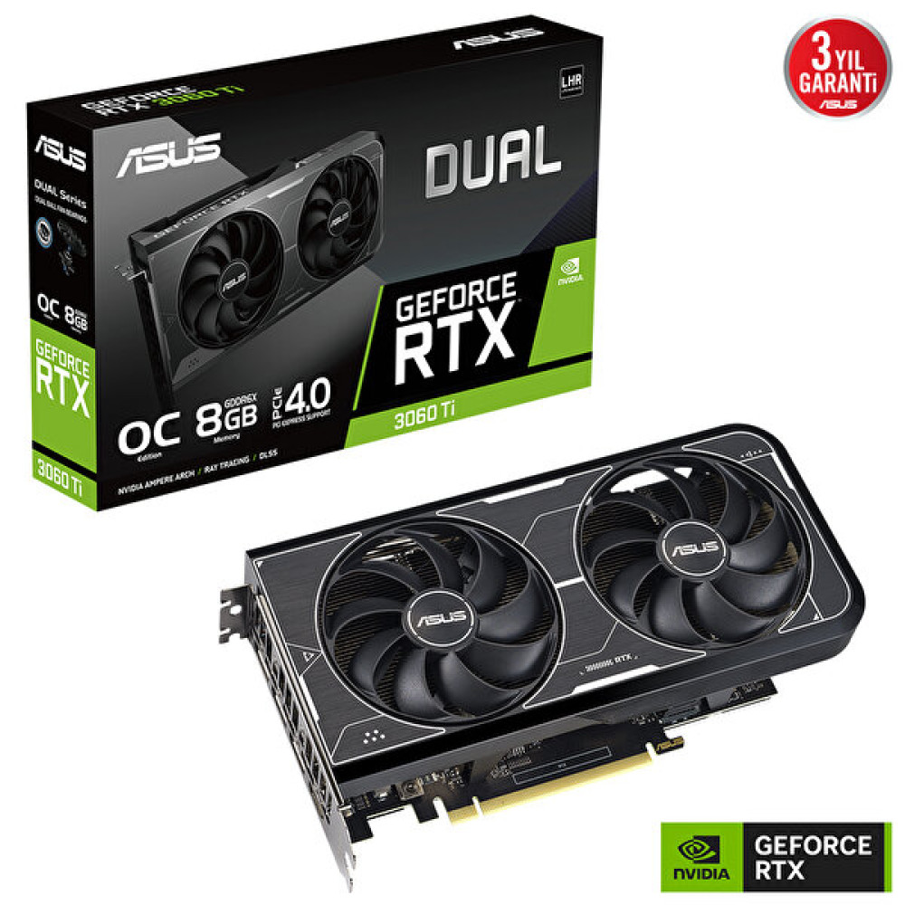 Asus Dual GeForce RTX 3060 Ti OC Dual-RTX3060TI-O8GD6X 8 GB 256 Bit Gddr6X Dx12 Gaming Ekran Kartı Ekran Kartları Fiyatı