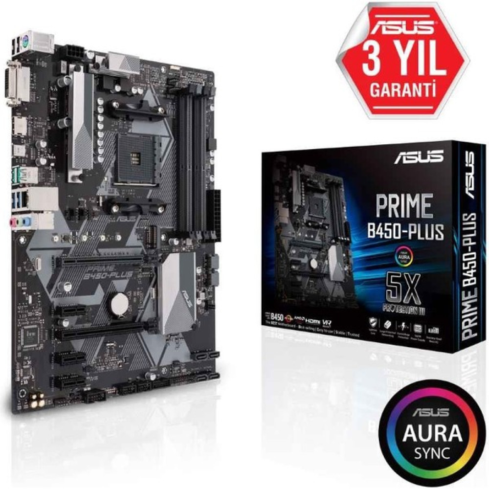 Asus Prıme B450-PLUS Ddr4 4400(O.C.) Mhz HDMI Atx M.2 Am4 Anakart Fiyatı