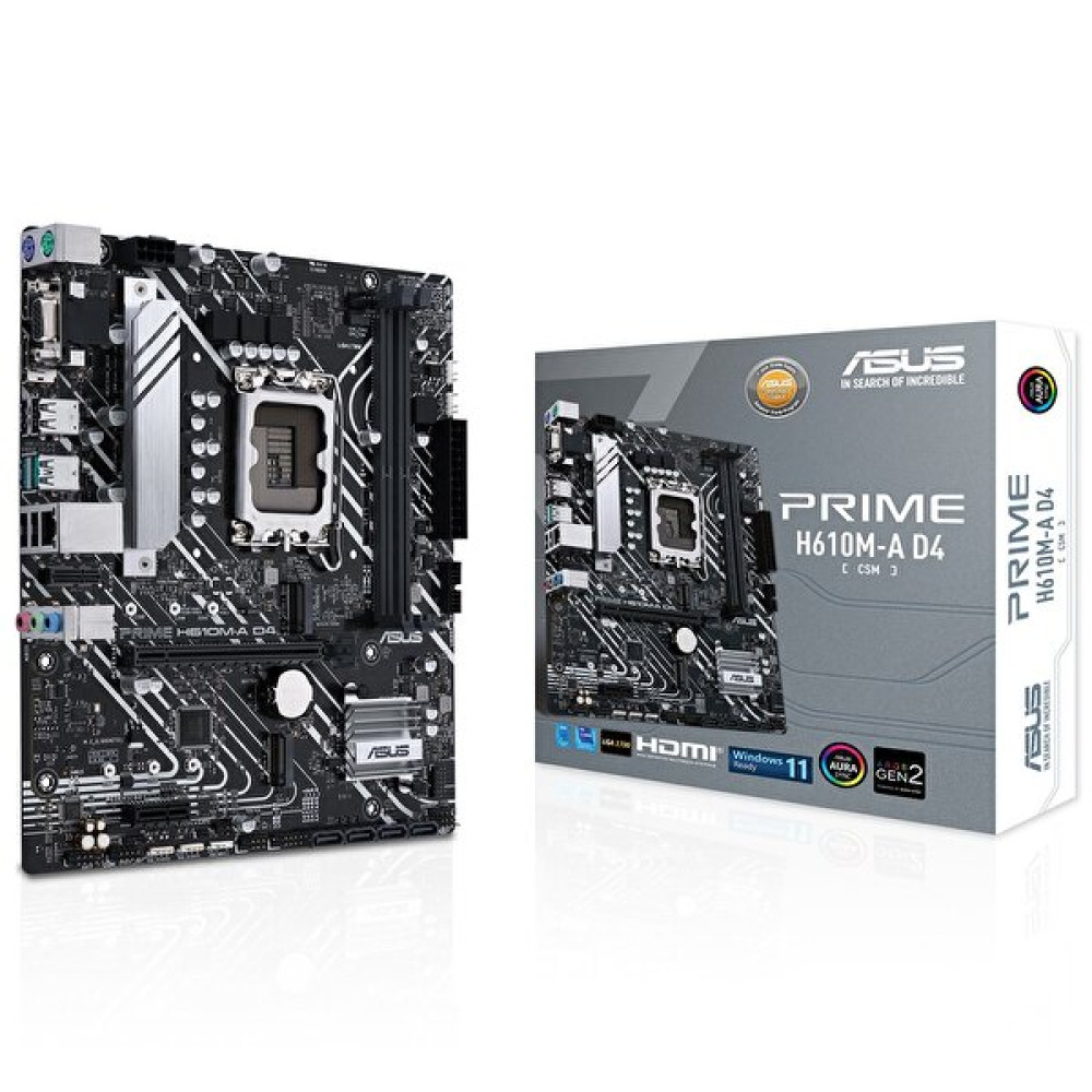 Asus Prime H610M-A D4-Csm Intel H610 LGA 1700 Soket 3200 MHz Ddr4 2 x M.2 mATX Anakart Anakart Fiyatı