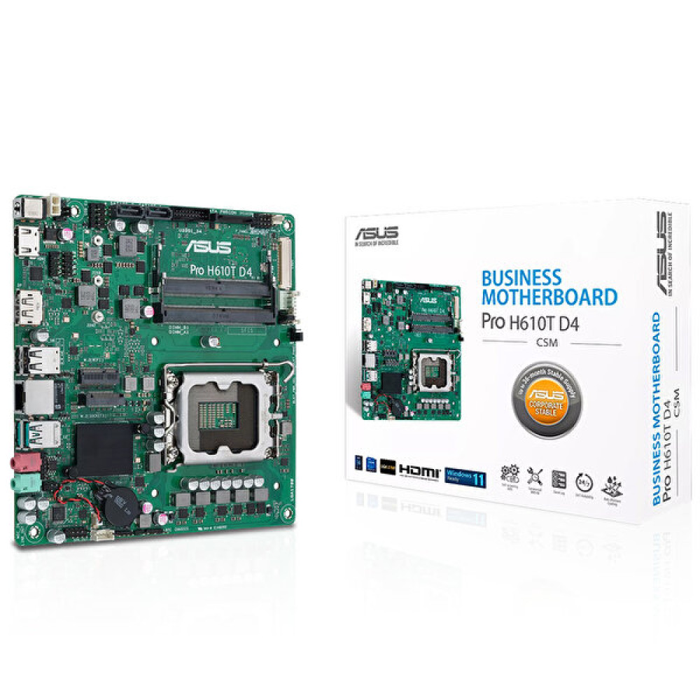 Asus Pro H610T D4-Csm Intel H610 Soket Lga1700 Ddr4 3200 MHz 1xM.2 Mini-ITX Anakart Anakart Fiyatı