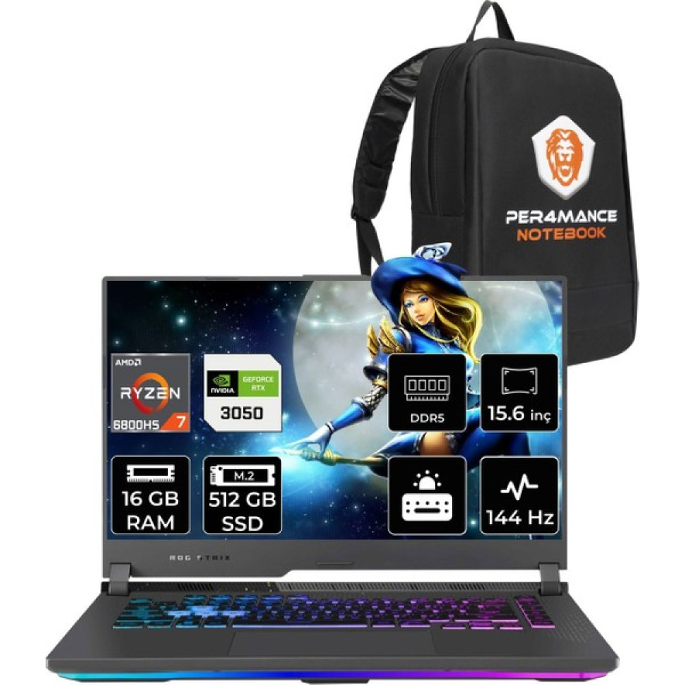 Asus Rog Strix G15 Amd Ryzen 7 6800H 16GB 512GB SSD RTX3050/4GB 144HZ 15.6" Fhd Fdos Taşınabilir Bilgisayar HN193 & Per4 Çanta HN193P307 Dizüstü Bilgisayar Fiyatı