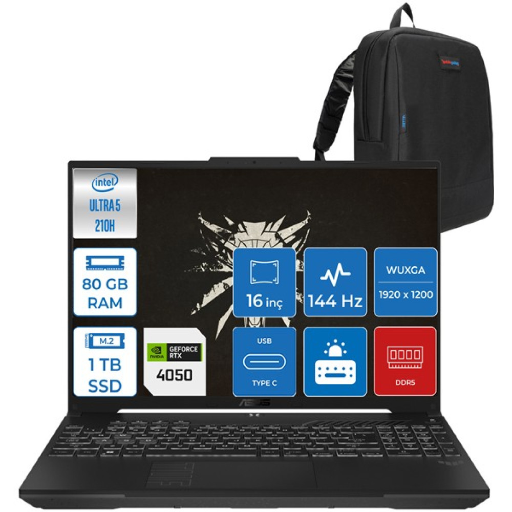 Asus Tuf Gaming F16 FX607VU Intel Core Ultra 5 210H 80GB Ddr5 1tb SSD 6GB/RTX4050/140W Freedos 16" Fhd+ 144Hz IPS Taşınabilir Bilgisayar FXRL141F22 + Zettaçanta Oto Boyaları Fiyatı