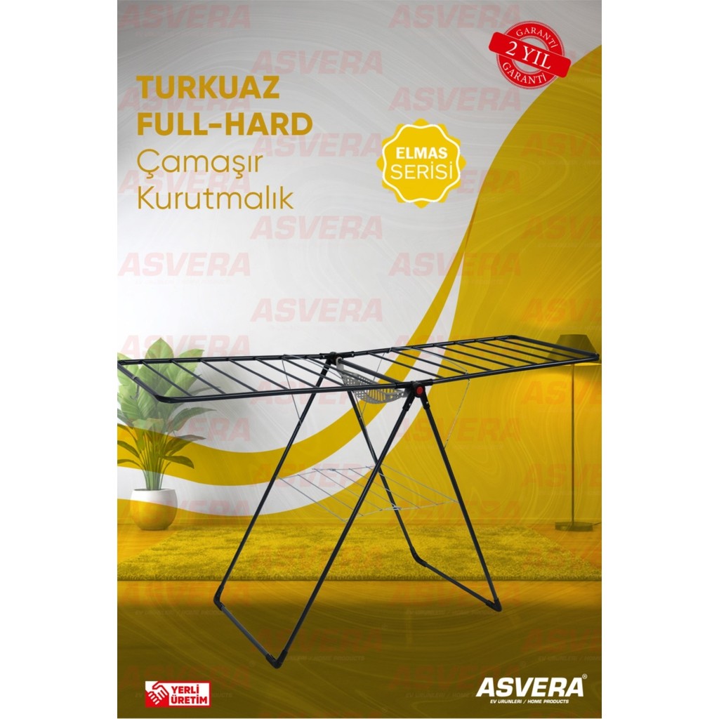 Asvera Turkuaz Full-Hard Kalın Borulu Kanatlı Çamaşır Kurutma Askısı - Sağlam Ev Kurutmalığı Diğer Fiyatı