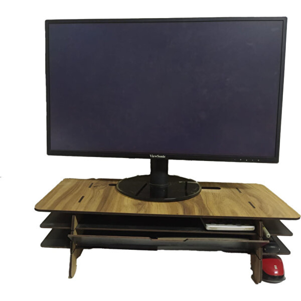 Aswood Masaüstü Monitör Yükseltici Stand - Kahverengi Monitör Aksesuarları Fiyatı