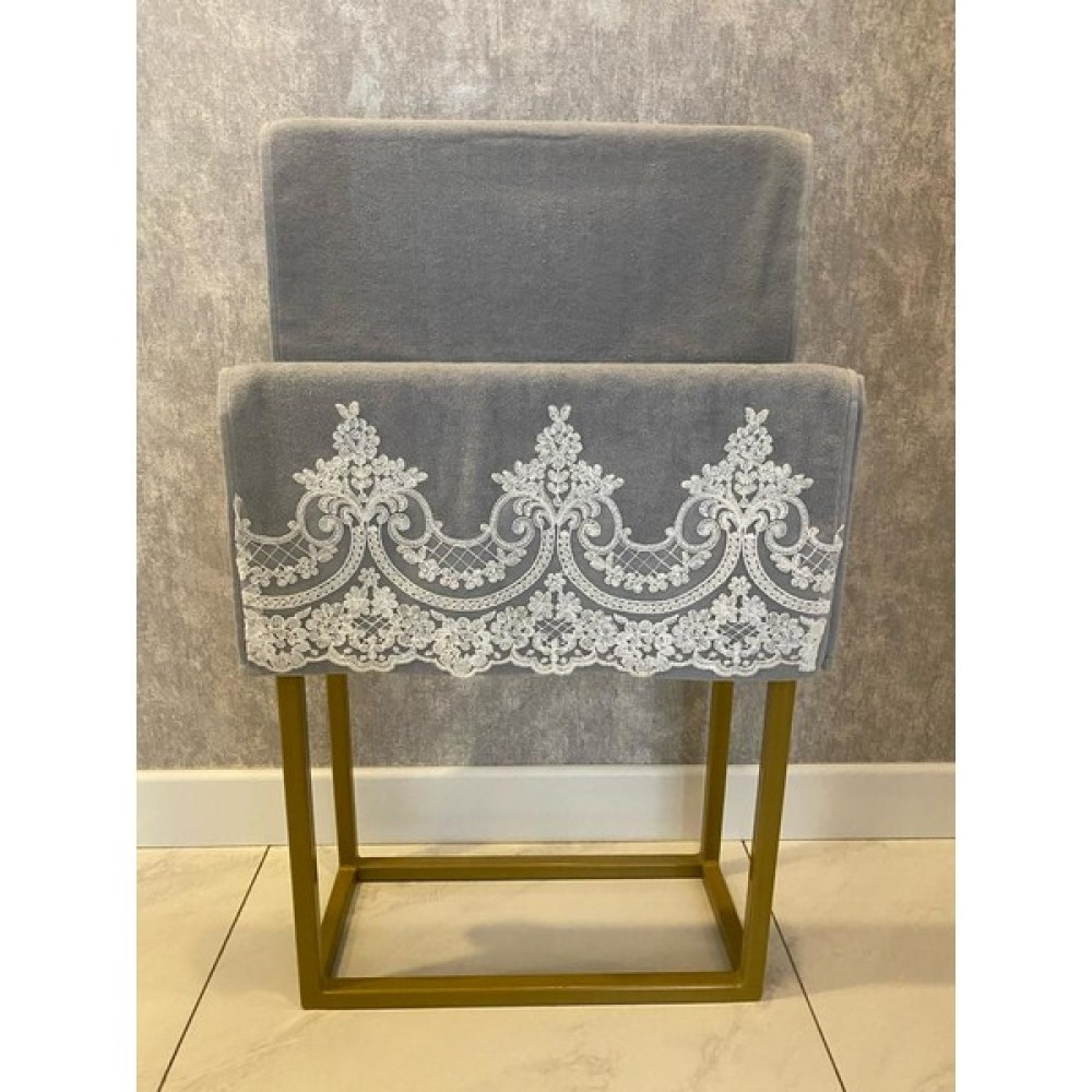 ASY Collection Fransız Dantelli Çeyizlik El ve Yüz Havlusu 50X90 %100 Pamuk - Gri - 50 x 90 cm El / Yüz Havlusu Fiyatı