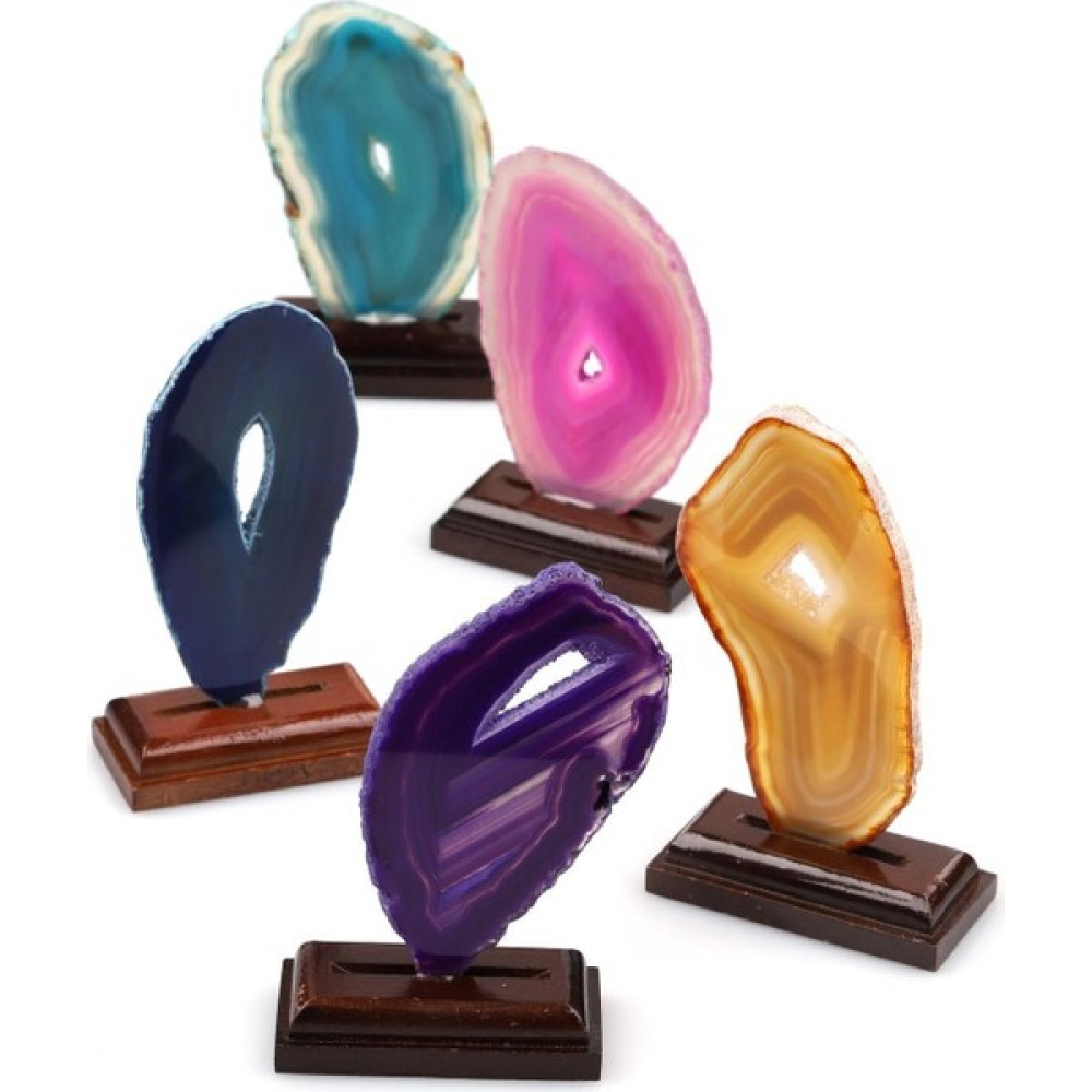 Asya Gems Standlı Akik Doğal Taş Plaka 5’li Set Biblo Fiyatı