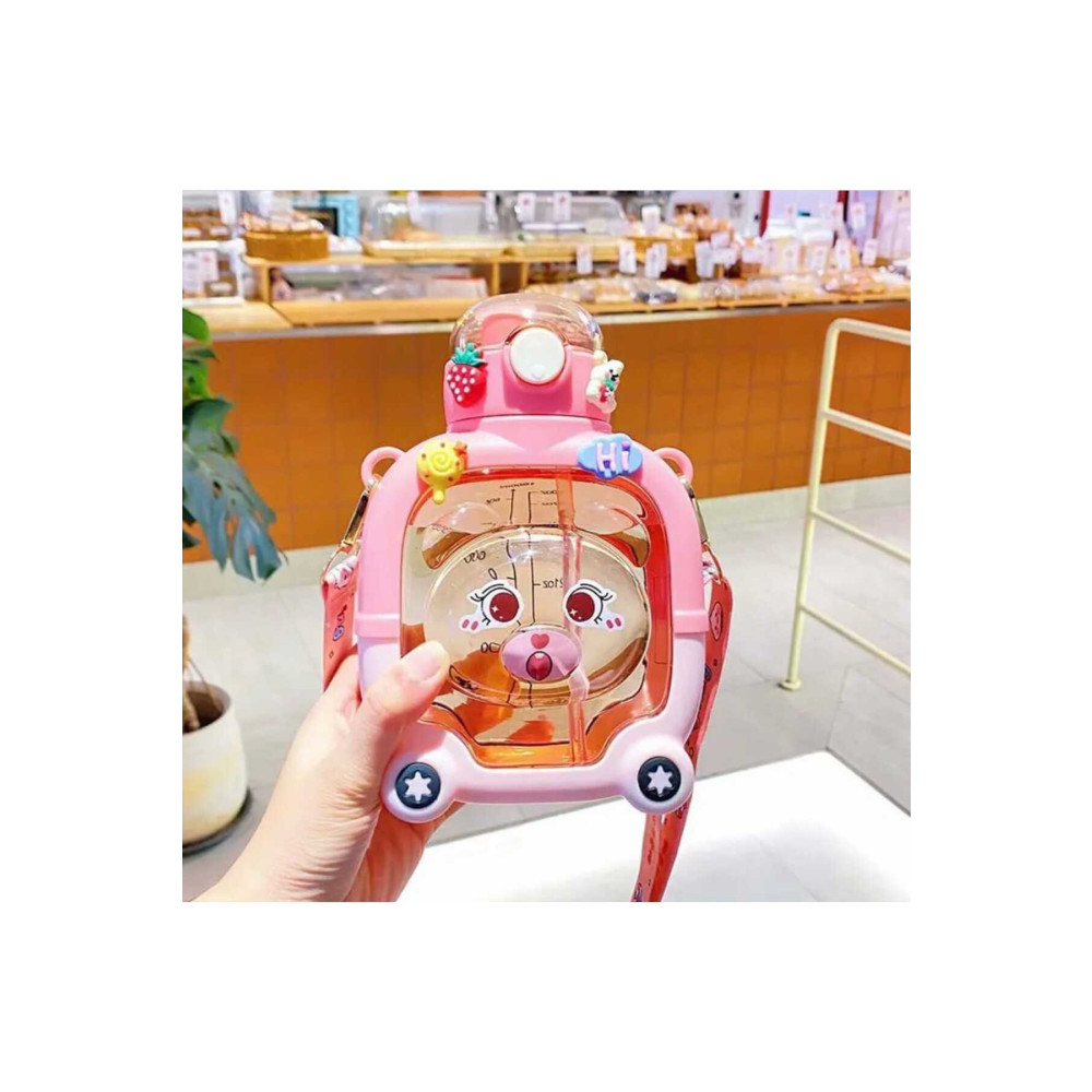 AsyaHome Pembe Motivasyonel Ayıcık Su Matarası Çocuk Suluk 1000 ml Sticker Suluk Fiyatı