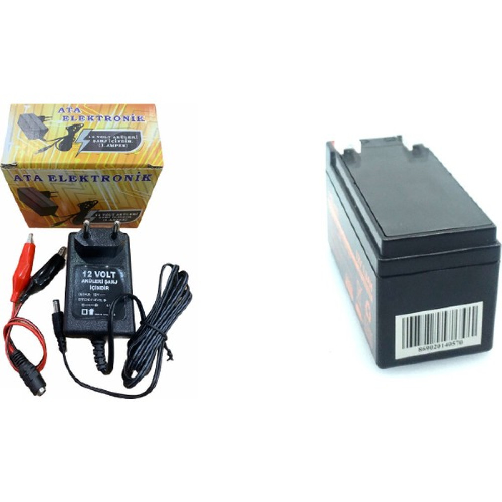 Ata Elektronik 12V 1.3AH 12 V 1.3 A Kuru Tip Akü + 12 V Akü Için Adaptör 1 A 2'li Set Akü Şarj Edici Fiyatı