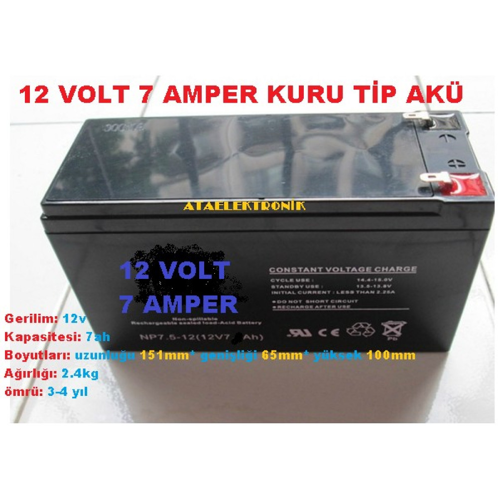 Ata Elektronik 12V 7AH 12 Volt 7 Amper Pilsan Uyumlu Oyuncak Araba Jeep Akülü Araba Aküsü Pili - 150MM 95MM 62MM - Siyah Akülü Araba Fiyatı