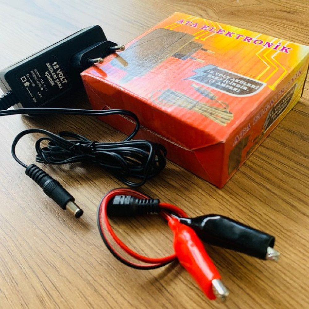 Ata Elektronik 12V Akü Şarj Cihazı Adaptörü Maşalı Kablolu Akü Şarj Edici Fiyatı