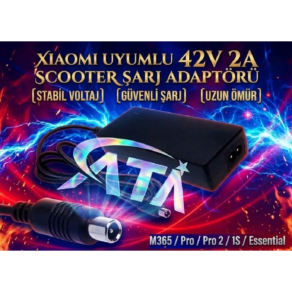 Ata Elektronik 42V 2A Xıaomı Scooter Şarj Adaptörü M365 / M365PRO / Pro2 Nınebot (Tüm Modeller) Tek Pim Uç - (( Içi Iğneli - 8mm )) Laptop Tip Laptop Adaptör Fiyatı