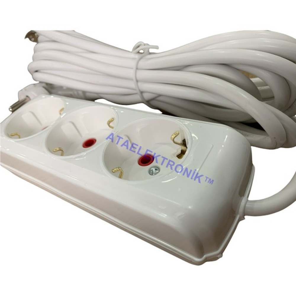 Ata Elektronik 5mt 5 Metre - Isıtıcı Fan Su Sebili Telefon Şarjı Buzdolabı Çamaşır Bulaşık Makinesi Ketıl Ütü LED Tv Televizyon Için 3lü 3 Çıkış Üç... Prizler Fiyatı