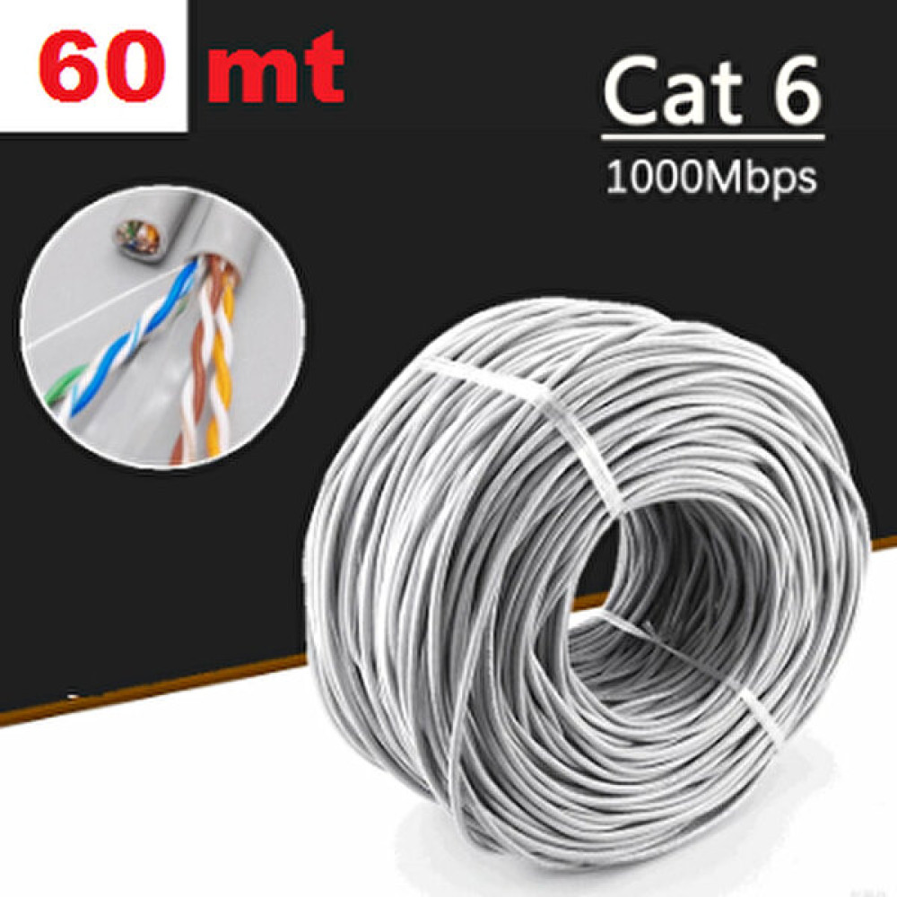 Ata Elektronik 60MT Cat6 Kablo 60 Metre Bakır Telli Data / Internet / Modem / Ethernet Internet Kablosu Ağ / Network Kablosu Fiyatı