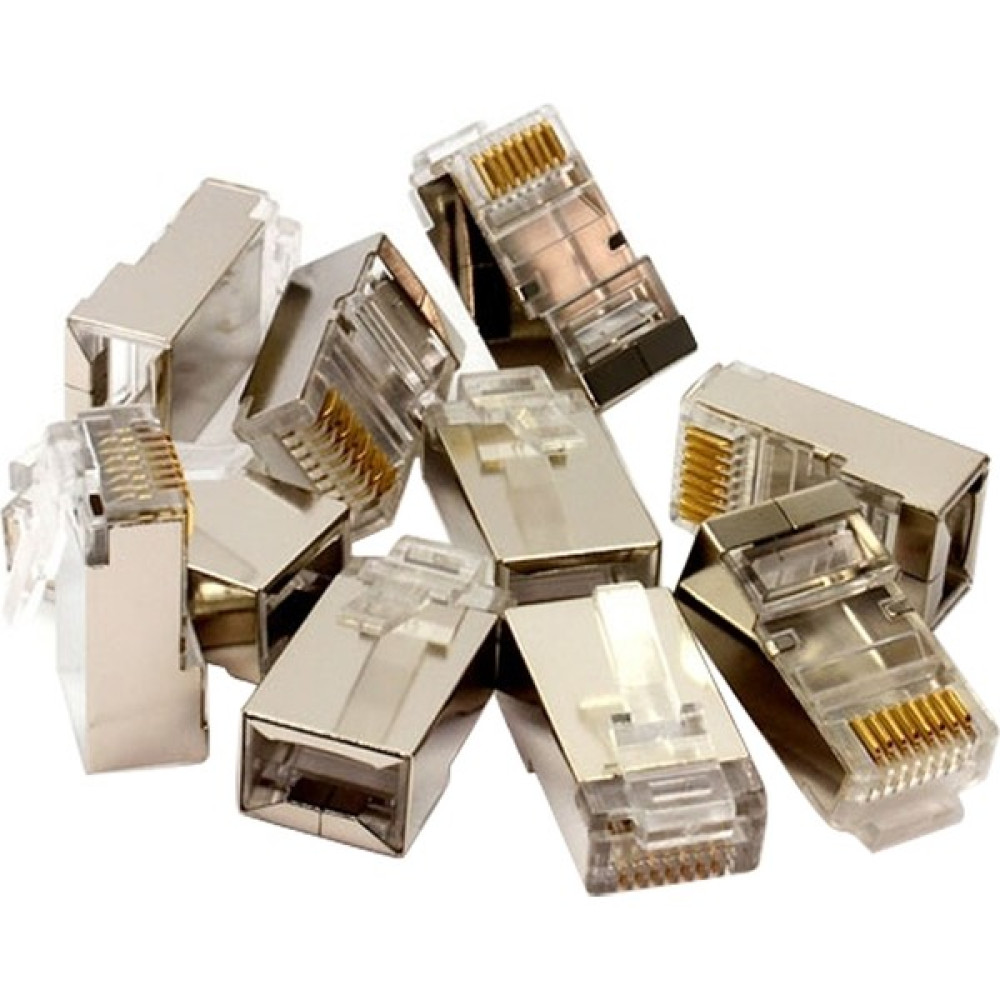 Ata Elektronik Metal Kaliteli - 100 Adet Metal RJ45 Ethernet Internet Kablo Uç Uc Jakı Konnektörü Rj-45 Soket 8p-8c Network Aksesuarları Fiyatı