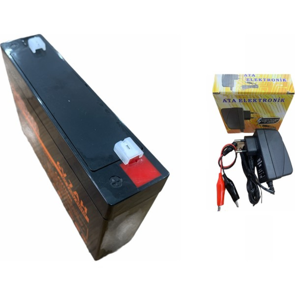 Ata Elektronik Pilsan Tüm Modeller Oyuncak Akülü Araba Uyumlu 6V 7AH 20HR 7 Amper 6 Volt Akü + 1 Amperlik Şarj Şarz Cihazı Adaptör Aküşarjset - Siyah Akülü Araba Fiyatı