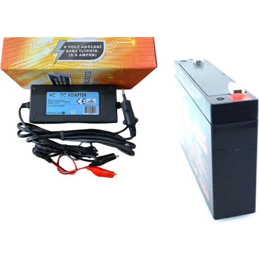 Ata Elektronik Pilsan Uyumlu 6V 7AH 20HR 6 V 7 A Akü + 6 V Şarj Cihazı Şarz Adaptör + Maşalı Set 3.5A Akü Şarj Edici Fiyatı