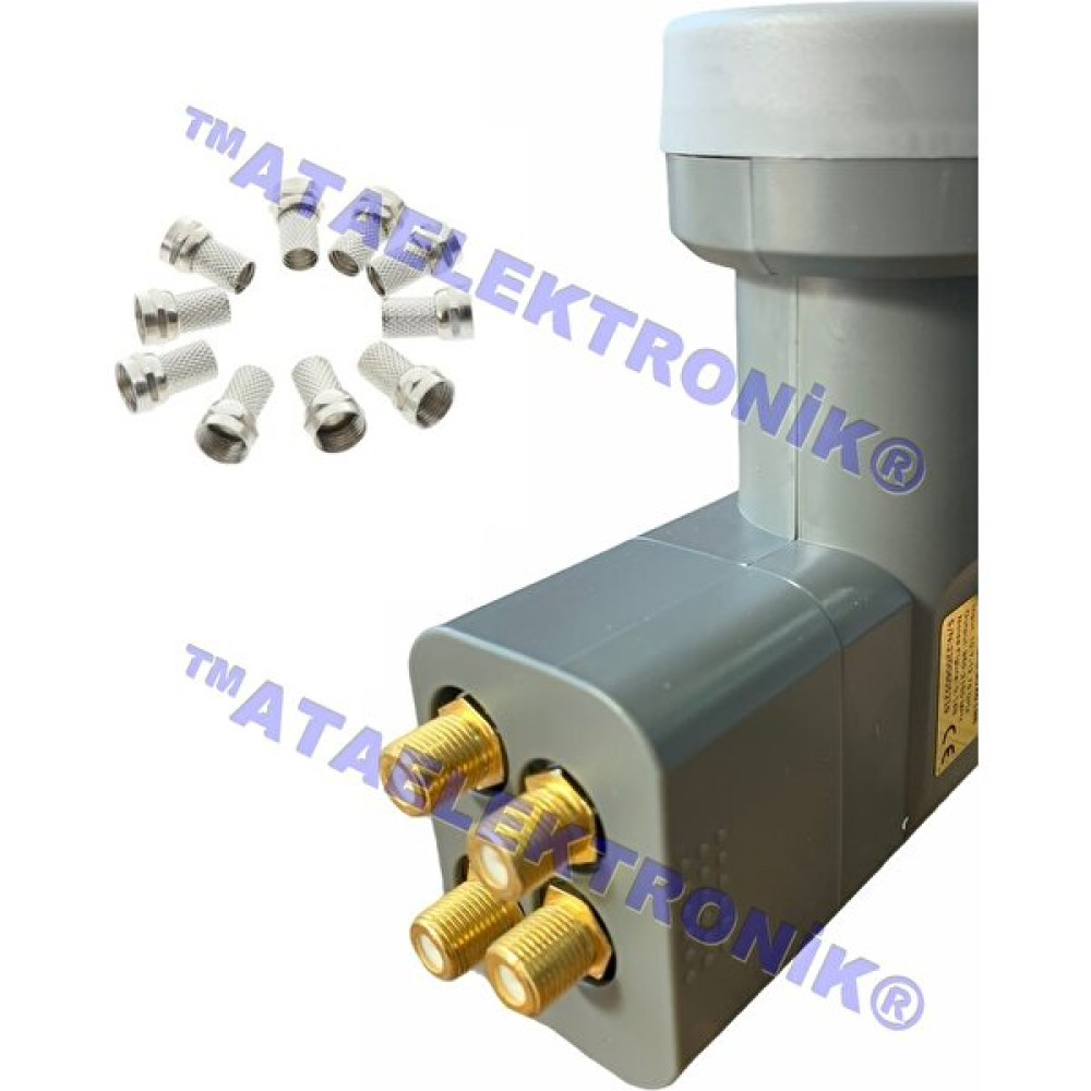 Ata Elektronik Unıversal 4'lü 4 Çıkışlı Lnb 3D 4K Full Hd Lenebe Elenbi + 10 Adet Jak LNB ler Fiyatı