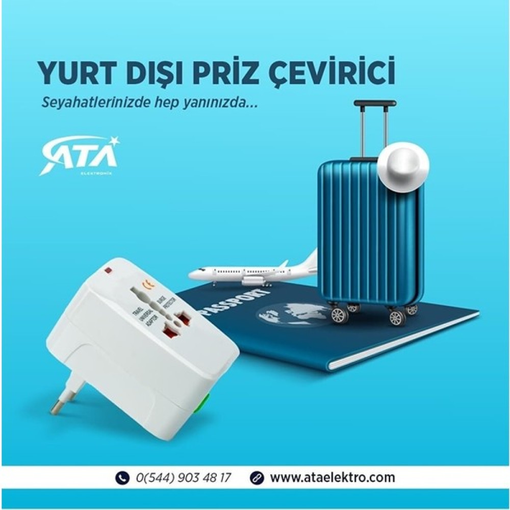 Ata Elektronik UNİVERSAL Hac Ümre Için Priz Çevirici Dönüştürücü Universal Çoklu Priz Ucu Seyahat Adaptör PRİZ uç Bilgisayar Çevirici ve Adaptörü Fiyatı