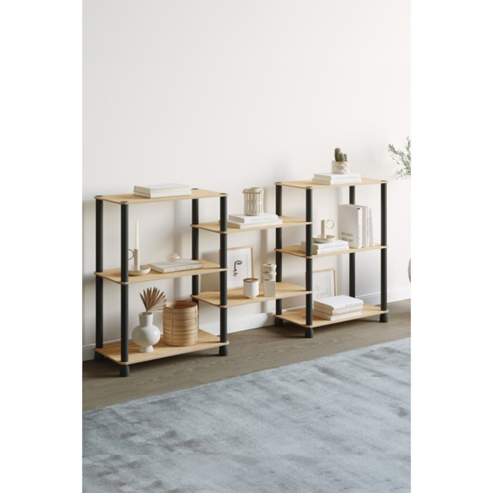 Ata Home Ahşap Mobilya Geniş Kitaplık Çok Amaçlı Dekoratif Modern Kitaplık Standı Ünitesi - Bambu Kitaplık Fiyatı