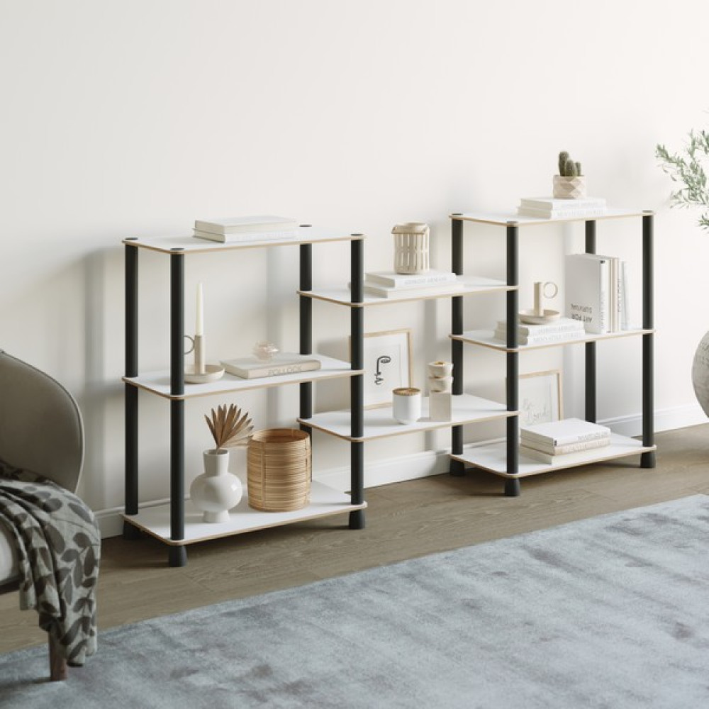 Ata Home Ahşap Mobilya Geniş Kitaplık Çok Amaçlı Dekoratif Modern Kitaplık Standı Ünitesi - Beyaz Kitaplık Fiyatı