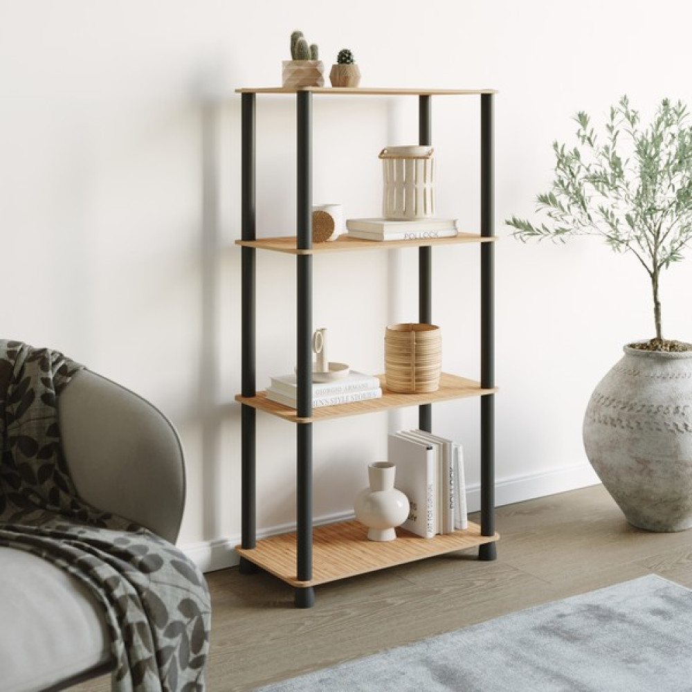 Ata Home Çok Amaçlı 3 Raflı Ahşap Modern Dekoratif Dolabı Raf - Bambu Kitaplık Fiyatı