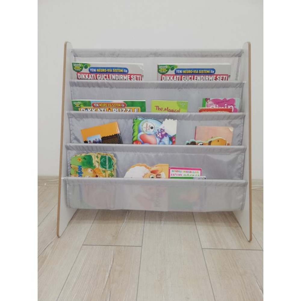Ata Home Montessori Çocuk Kitaplık - Açık Gri Kitaplık Fiyatı