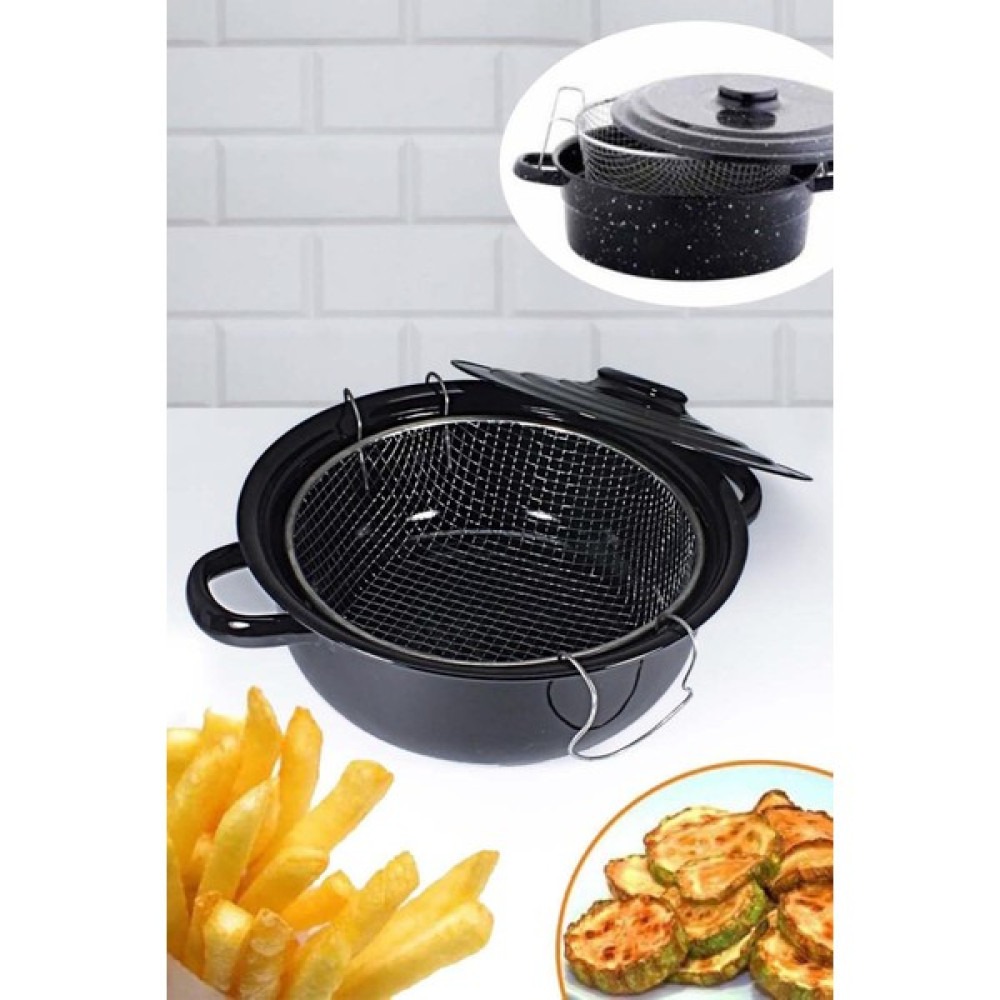 Ata Market Essan Süzgeçli Kızartma Fritöz Emaye Tenceresi Yanmaz ve Yapışmaz 24CM Tencereler Fiyatı