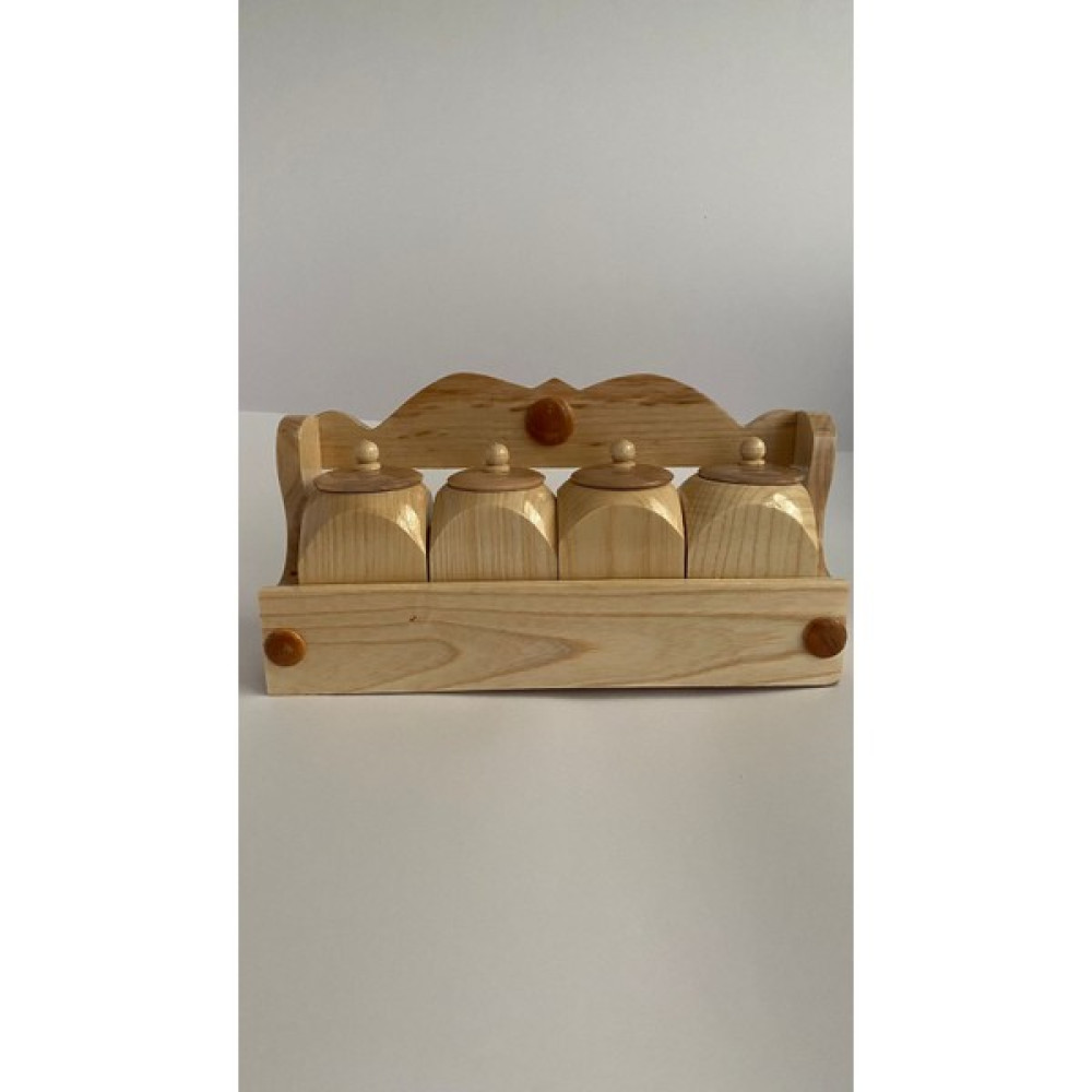 Ata Store Ahşap 4'lü El Yapımı Standlı Baharatlık Kaşıklı Set Baharat Setleri & Baharatlıklar Fiyatı