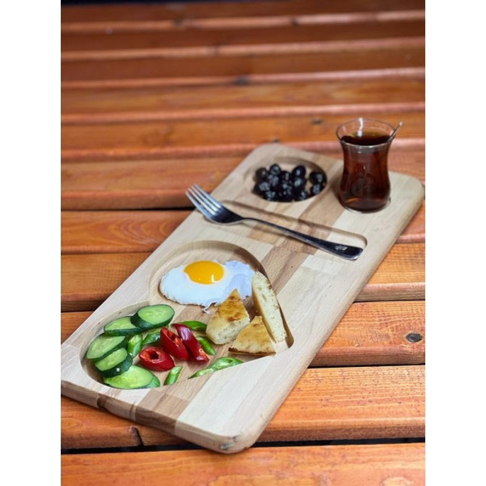 Ata Wood Ahşap Kalpli Kahvaltılık, Sunumluk, Kahvaltı Servis Tabağı, Çok Amaçlı, Doğal Ahşap, Kayın Ağacı - 1 Adet Mutfak Gereçleri Fiyatı