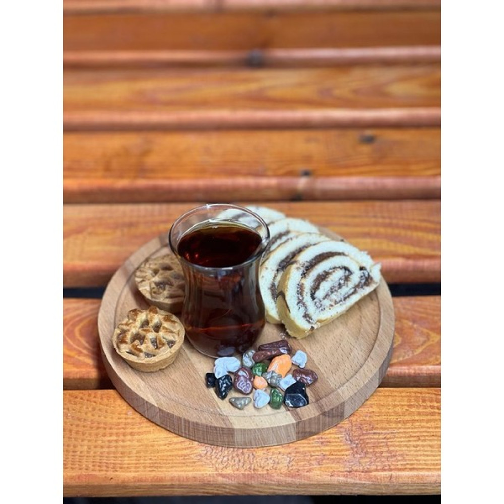 Ata Wood Yuvarlak Sunum Tahtası, Ahşap Sunum Tabağı, Dekoratif Çay Altlığı, Kayın Ağacı, Doğal Ahşap - 1 Adet Mutfak Gereçleri Fiyatı