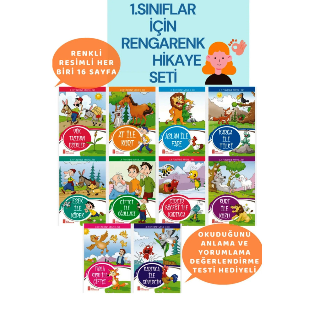 Ata Yayıncılık 1.sınıflar için Okuma Kitabı Hikaye 12li Tonguç Hikaye Kitabı Seti Yardımcı Kitaplar Fiyatı
