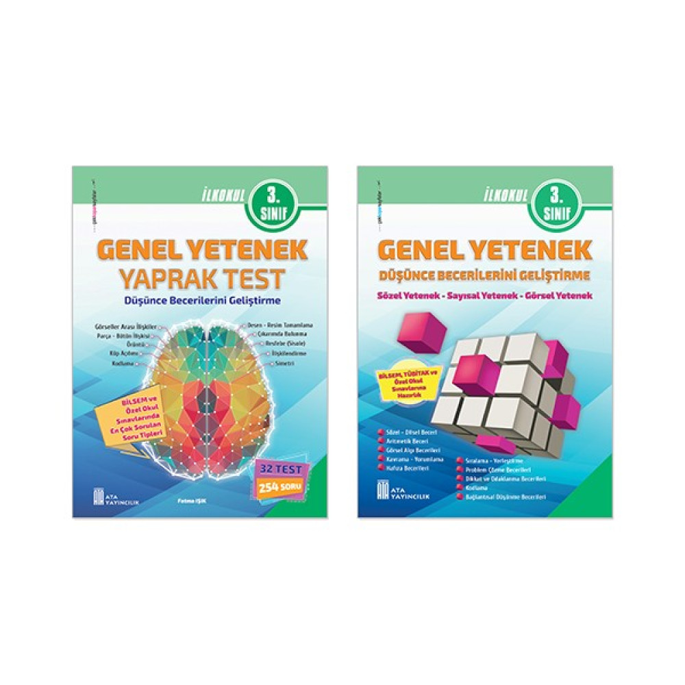 Ata Yayıncılık 3. Sınıf Genel Yetenek Yaprak Test+Genel Yetenek Düşünce Becerilerini Geliştirme Kaynak Kitapları Fiyatı