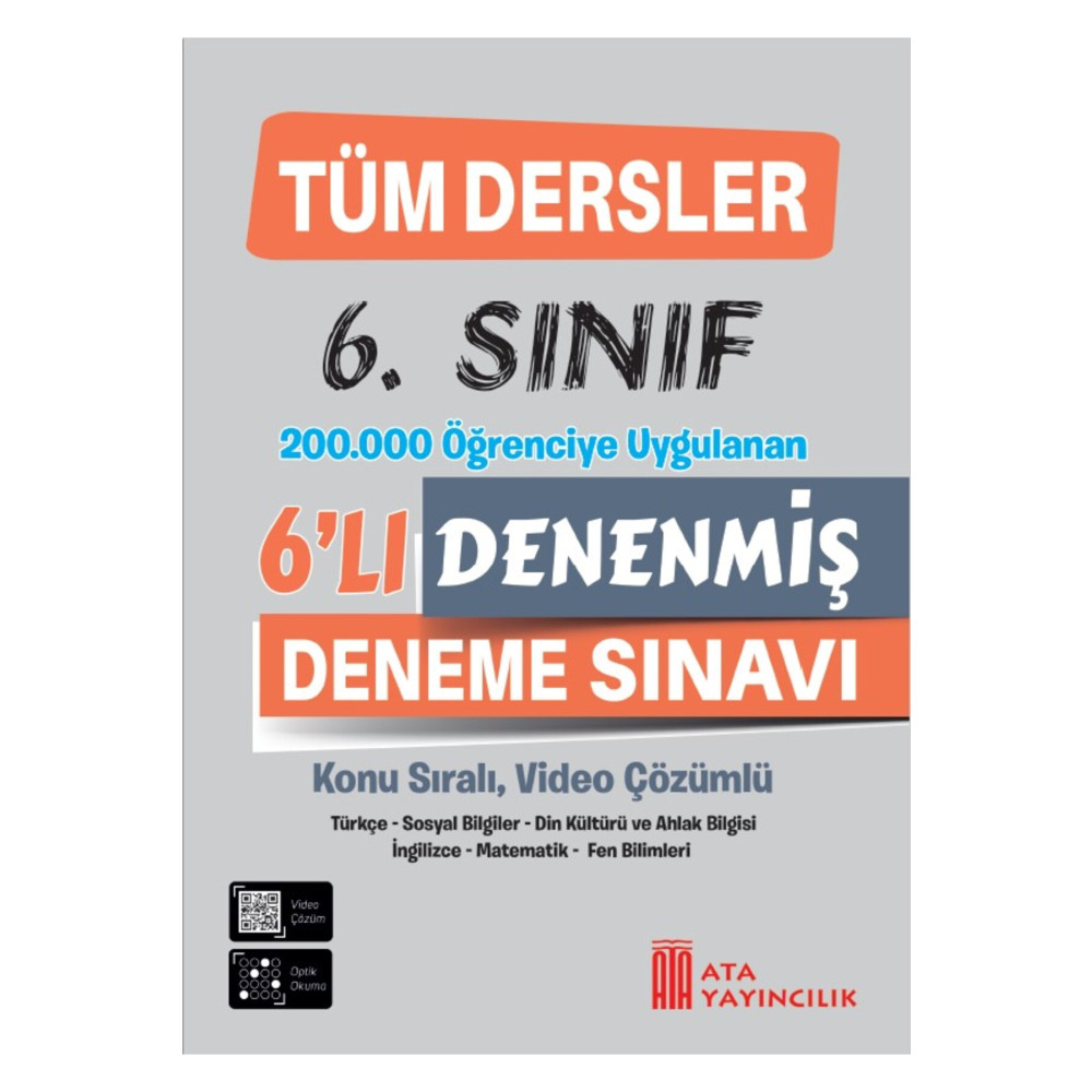 Ata Yayıncılık 6. Sınıf Tüm Dersler Denenmiş 6lı Deneme Sınavı Yardımcı Kitaplar Fiyatı
