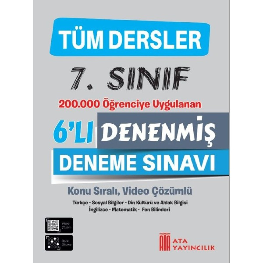 Ata Yayıncılık 7. Sınıf Tüm Dersler Denenmiş 6'lı Deneme Sınavı Tüm Dersler Fiyatı