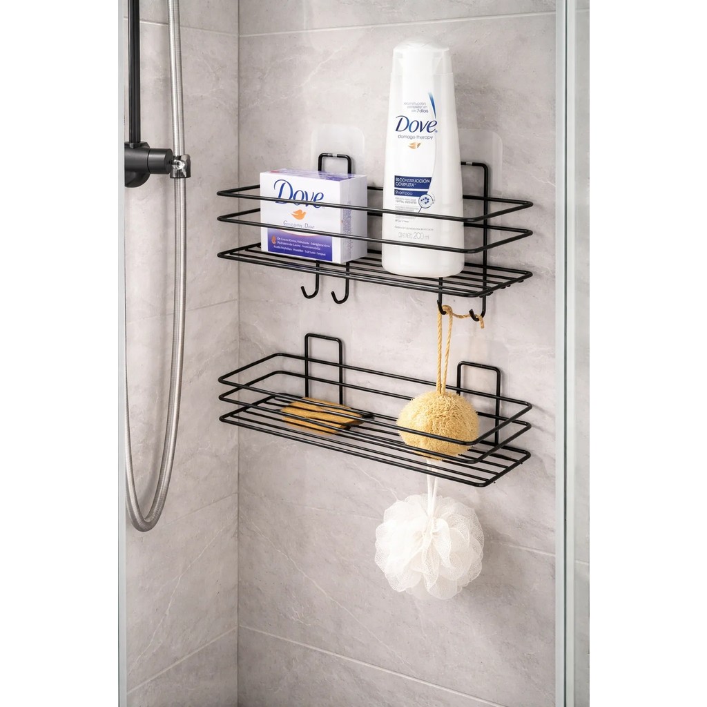 Atacı Home Paslanmaz 2'li Set Yapışkanlı 4 Kancalı Banyo Rafı Mat Siyah Banyo Şampuanlık Duşakabin Duş Askısı Banyo Rafı Fiyatı