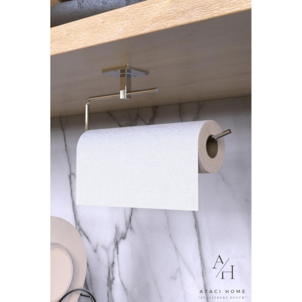 Atacı Home Siyah Rulo Havluluk Peçetelik Yapışkanlı Pratik Banyo Mutfak Askısı Kağıt Rulo Havluluk - Krom Havluluk Fiyatı