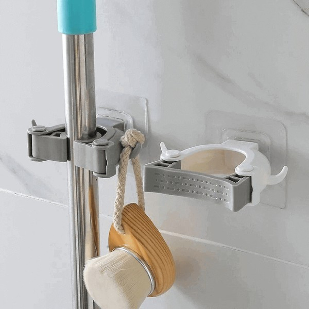 Atak 1 Adet- Paspas Süpürge Fırça ve Mop Askısı Sap Tutucu Mutfak Banyo Askı - Gri - Beyaz - 11 x 6 x 2 cm Banyo Askılık Fiyatı