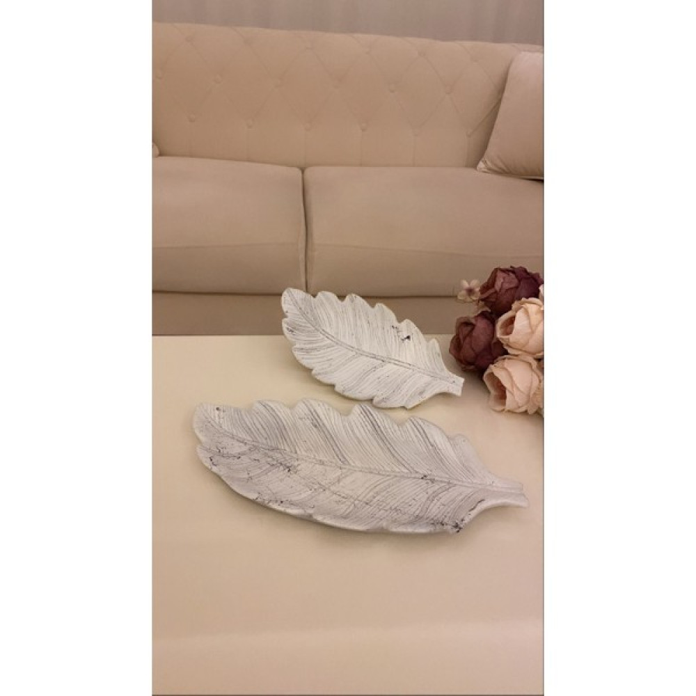 Atalay Home Polyester 2'li Yaprak Tabak Beyaz Biblo Fiyatı