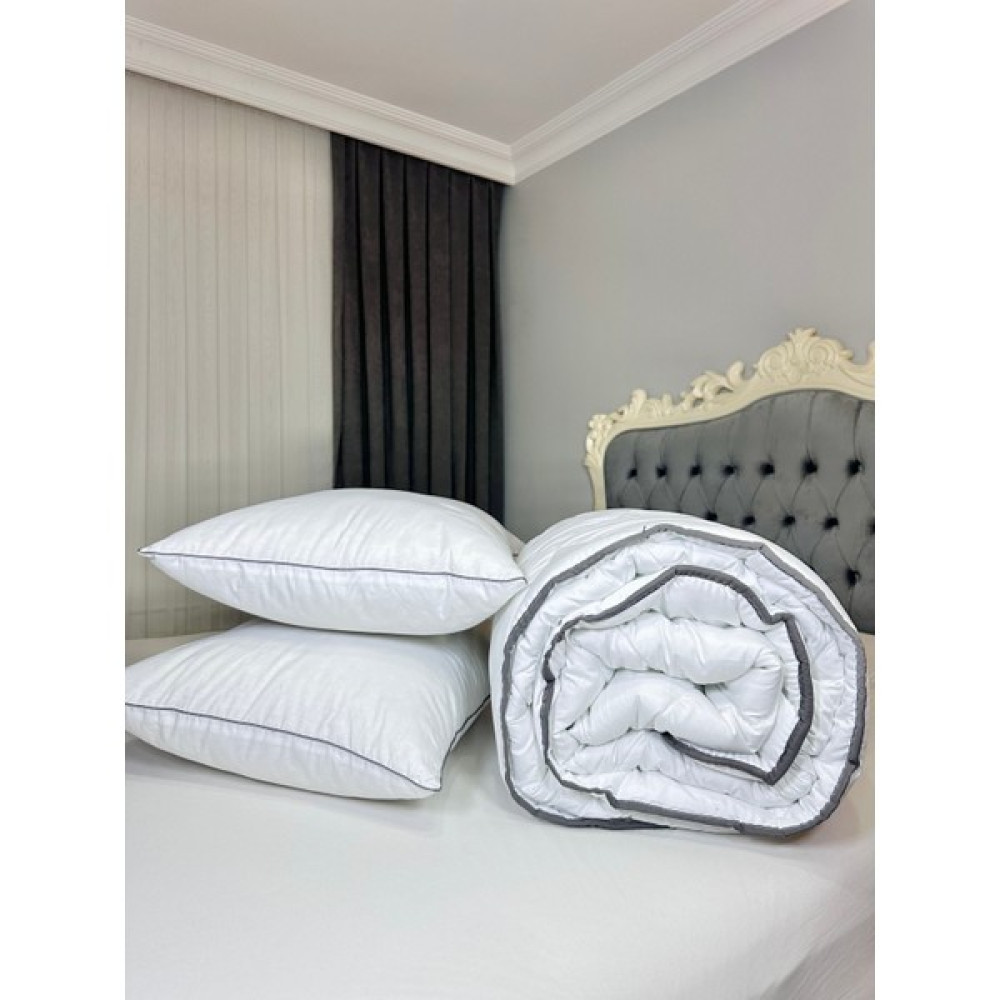 Atantex Mr Meran Çift Kişilik Mikrofiber Biyeli Lüx Yorgan + Yastık Seti - Gri - 195 x 215 cm Yorgan Fiyatı