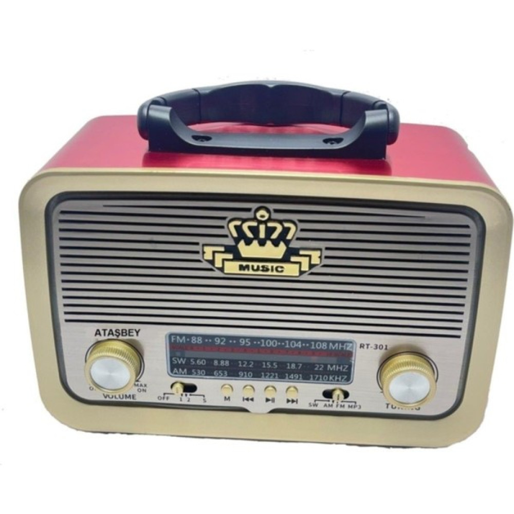 Ataşbey RT-301 Kırmızı Nostaljik Görünümlü Bluetoothlu Usb-Sd Card Mp3 Çalar Radyo Müzik - Kahverengi Oto Boyaları Fiyatı